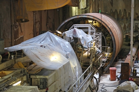 THESSALONIKI, GREECE - AUG 2, 2010: Works for the construction of metro in the center of town のeditorial素材