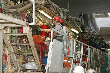 THESSALONIKI, GREECE - AUG 2, 2010: Works for the construction of metro in the center of town のeditorial素材