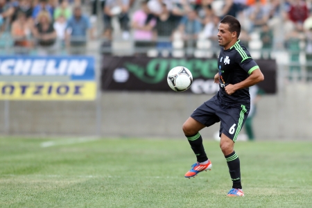KOMOTINI,GREECE-SEPT 15, 2012: Victor Vitolo of Panathinaikos in action during the  soccer match between Panthrakikos and Panathinaikos at Komotini stadium のeditorial素材