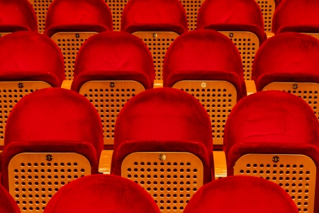 Empty red seats for cinema, theater, conference or concertの写真素材