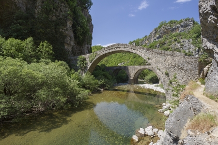 old stone bridge in Zagoria, Epirus, Western Greeceの写真素材