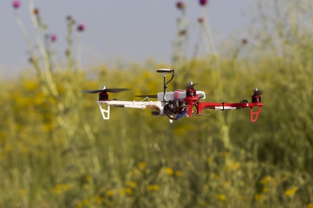 Flying uav quadcopter drone の写真素材