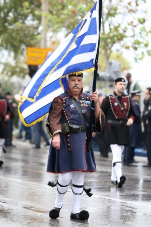 THESSALONIKI, GREECE - OCTOBER 28: On 28th of each October a parade is held for the anniversary of Greek rejection over Italian dictator on October 28, 2012 in Thessaloniki, Greece.のeditorial素材