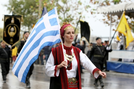 THESSALONIKI, GREECE - OCTOBER 28: On 28th of each October a parade is held for the anniversary of Greek rejection over Italian dictator on October 28, 2012 in Thessaloniki, Greece.のeditorial素材