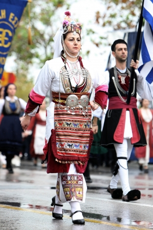 THESSALONIKI, GREECE - OCTOBER 28: On 28th of each October a parade is held for the anniversary of Greek rejection over Italian dictator on October 28, 2012 in Thessaloniki, Greece.のeditorial素材