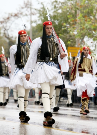 THESSALONIKI, GREECE - OCTOBER 28: On 28th of each October a parade is held for the anniversary of Greek rejection over Italian dictator on October 28, 2012 in Thessaloniki, Greece.のeditorial素材