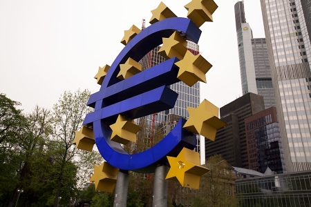 FRANKFURT AM MAIN, GERMANY - APRIL 30: The world famous building of the European Central Bank. on April 30, 2013 in Frankfurt am Main, Germanyのeditorial素材