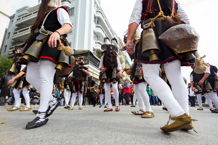 THESSALONIKI, GREECE - FEBRUARY 23, 2014 : The Folklife and Ethnological Museum of Macedonia-Thrace organized the first European assembly âBell Roadsâ and a bell bearers parade in Thessaloniki. のeditorial素材