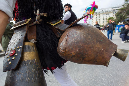 THESSALONIKI, GREECE - FEBRUARY 23, 2014 : The Folklife and Ethnological Museum of Macedonia-Thrace organized the first European assembly âBell Roadsâ and a bell bearers parade in Thessaloniki. のeditorial素材