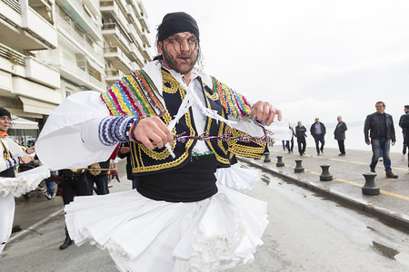 THESSALONIKI, GREECE - FEBRUARY 23, 2014 : The Folklife and Ethnological Museum of Macedonia-Thrace organized the first European assembly âBell Roadsâ and a bell bearers parade in Thessaloniki. のeditorial素材