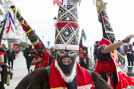 THESSALONIKI, GREECE - FEBRUARY 23, 2014 : The Folklife and Ethnological Museum of Macedonia-Thrace organized the first European assembly âBell Roadsâ and a bell bearers parade in Thessaloniki. のeditorial素材