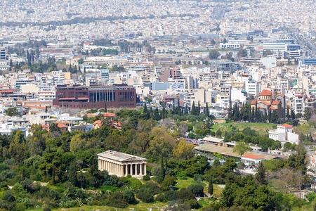 View to Hephaestus Temple from Acropolis, Athens, Greece.のeditorial素材