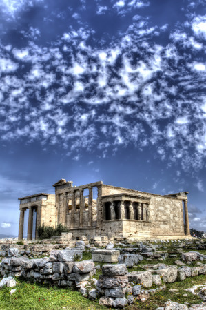 Caryatids in Erechtheum from Athenian Acropolis,Greece.HDR image.の写真素材