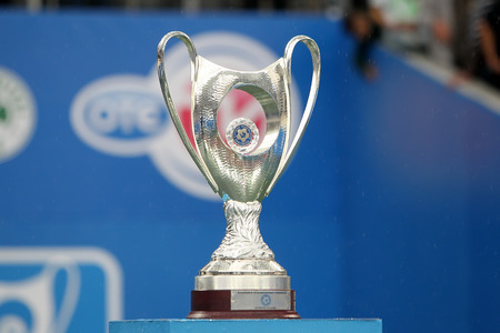 ATHENS, GREECE APRIL 26, 2014 : Close-up of the Greek Cup standing during the Greek Cup Final match Paok vs Panathinaikosのeditorial素材