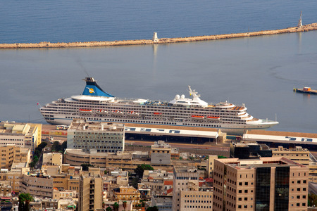 City and port of Haifa from above, Israel のeditorial素材