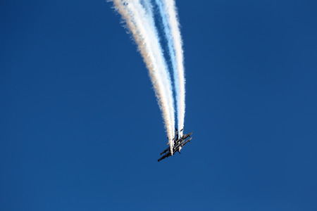 KAVALA, GREECE- JUNE 21, 2014: Aircraft of the Pioneer Team taking part in an exhibition for Kavala...