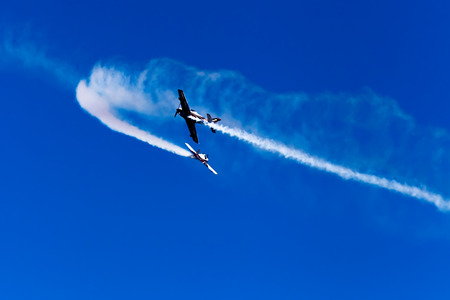 KAVALA, GREECE- JUNE 21, 2014: Aircraft of the Pioneer Team taking part in an exhibition for Kavala...