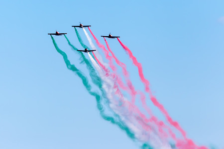 KAVALA, GREECE- JUNE 21, 2014: Aircraft of the Pioneer Team taking part in an exhibition for Kavala Airshow 2014, in Kavala, Greece.のeditorial素材