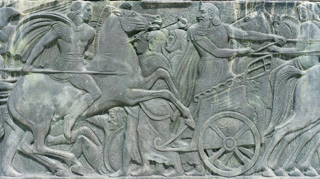 Greek ancient alike plaque at Great Alexander monument at Thessaloniki, Greeceの写真素材