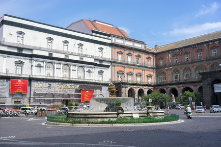 NAPLES, ITALY- AUGUST 3, 2014: Street view of Naples, Italy. Naples historic city centre is the largest in Europe, and is listed by UNESCO as a World Heritage Site.のeditorial素材
