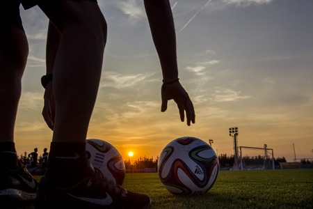 THESSALONIKI, GREECE  AUGUST 26, 2014: Footballerのeditorial素材