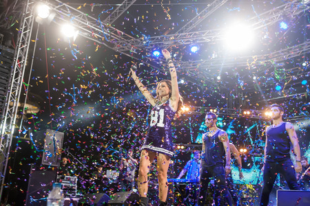 THESSALONIKI, GREECE, SEPTEMBER 11, 2014: Singer Despina Vandi  performing at MAD North Stage festival by HELEXPO (Thessaloniki International Fair).のeditorial素材