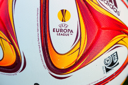 THESSALONIKI, GREECE  NOV 11, 2014 : Europa League balls during the training of Paok prior to the...
