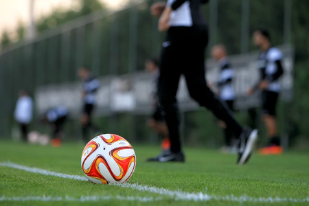 THESSALONIKI, GREECE  NOV 11, 2014 : Europa League balls during the training of Paok prior to the UEFA Europa League match Paok vs Fiorentina.のeditorial素材