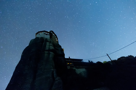 Starry sky seen from Meteora, Greeceの写真素材