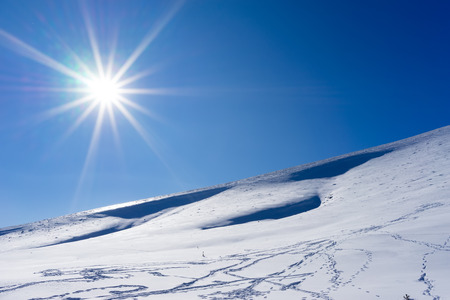 Aerial View of snowed mountain Falakro, in Greece.の写真素材