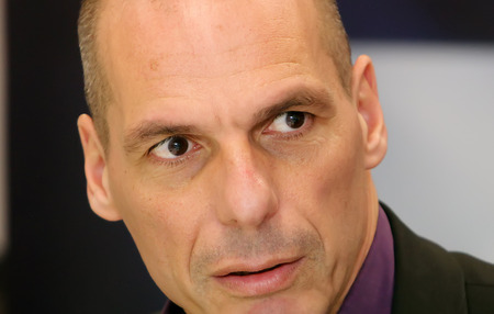ATHENS, GREECE - JANUARY 31, 2015: Finance Minister Yanis Varoufakis during a press conference at the Finance Ministry in Athensのeditorial素材
