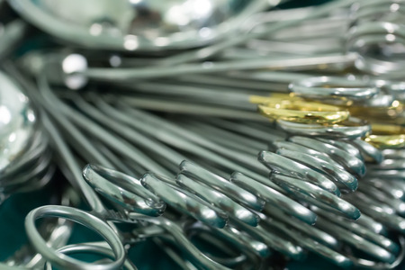 THESSALONIKI, GREECE, FEBRUARY 17, 2015: Different surgical instruments in the operating roomのeditorial素材
