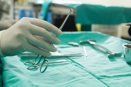 THESSALONIKI, GREECE, FEBRUARY 17, 2015: Different surgical instruments in the operating roomのeditorial素材