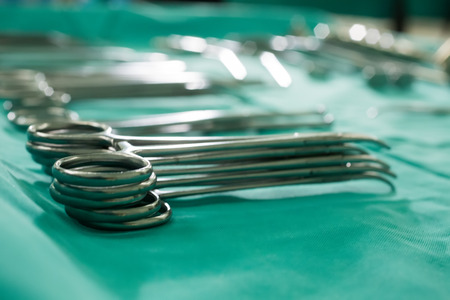 THESSALONIKI, GREECE, FEBRUARY 17, 2015: Different surgical instruments in the operating roomのeditorial素材