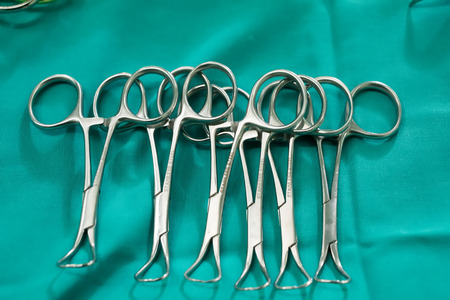 THESSALONIKI, GREECE, FEBRUARY 17, 2015: Different surgical instruments in the operating room