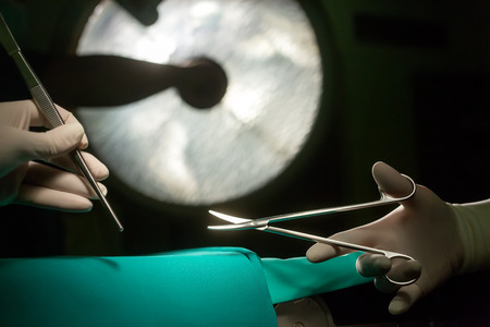 THESSALONIKI, GREECE, FEBRUARY 17, 2015: Team of doctors operates at patient in clinic center