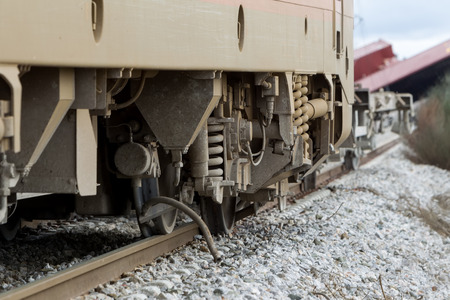 THESSALONIKI, GREECE, MARCH 28,2015: Derailed train coaches at the site of a train accident at the Gefyra community, in northern Greece. The train was carrying electronic equipment .のeditorial素材