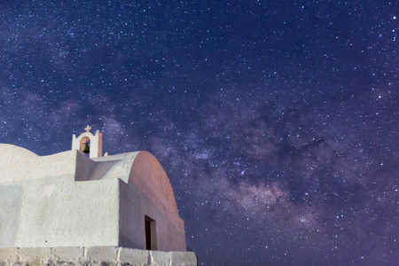 The Milky Way from Santorini island in Greece. Image taken with slow shutter speedの写真素材