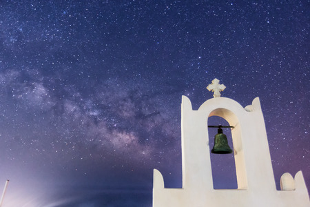 The Milky Way from Santorini island in Greece. Image taken with slow shutter speedの写真素材