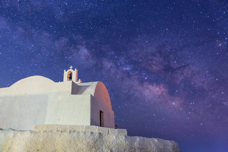 The Milky Way from Santorini island in Greece. Image taken with slow shutter speedの写真素材