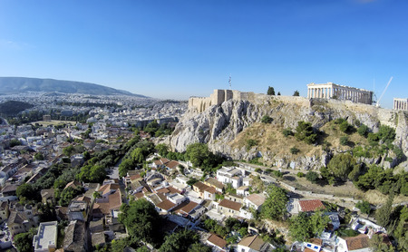 Aerial view of Acropolis in Athens,Greeceの写真素材