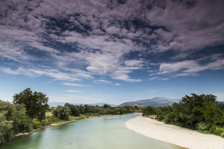 View of Arachthos river of Arta city, Epirus Greeceの写真素材