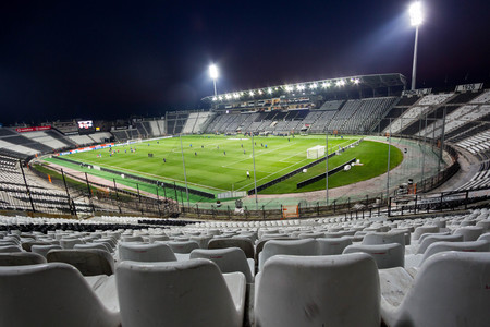 Thessaloniki, Greece- March 3, 2015: The Toumpa stadium during team practice in Thessaloniki, Greece.のeditorial素材