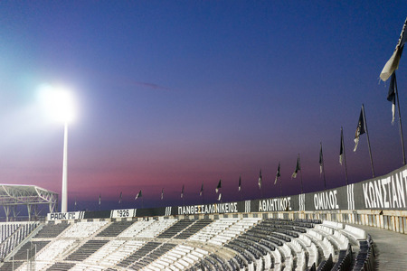 Thessaloniki, Greece- March 3, 2015: The Toumpa stadium during team practice in Thessaloniki, Greece.のeditorial素材