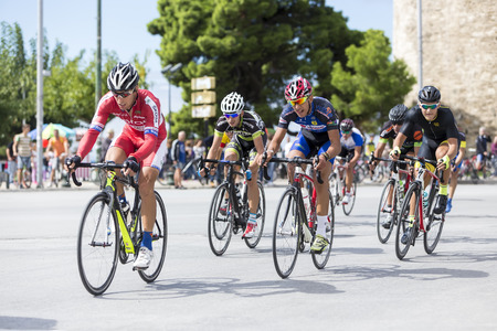 Thessaloniki, Greece, September 29 2015. Cyclists compete in the central streets of Thessaloniki during the course of the 3rd International Circuitのeditorial素材