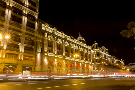 Azerbaijan, Baku - September 16, 2015: City view of the capital of Azerbaijan, Baku at night, in Azerbaijan.のeditorial素材