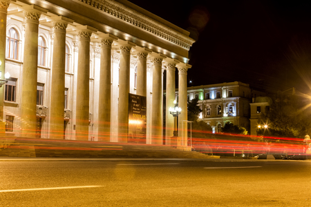 Azerbaijan, Baku - September 16, 2015: City view of the capital of Azerbaijan, Baku at night, in Azerbaijan.のeditorial素材