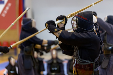 Thessaloniki, Greece, Oktober18 2015: Demonstration by men and women faculties of Japanese traditional martial arts, judo, karate, aikido, kendoのeditorial素材