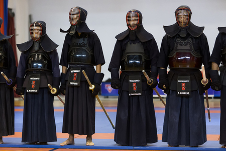 Thessaloniki, Greece, Oktober18 2015: Demonstration by men and women faculties of Japanese traditional martial arts, judo, karate, aikido, kendoのeditorial素材