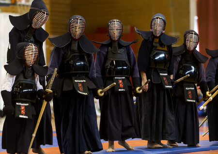 Thessaloniki, Greece, Oktober18 2015: Demonstration by men and women faculties of Japanese traditional martial arts, judo, karate, aikido, kendoのeditorial素材